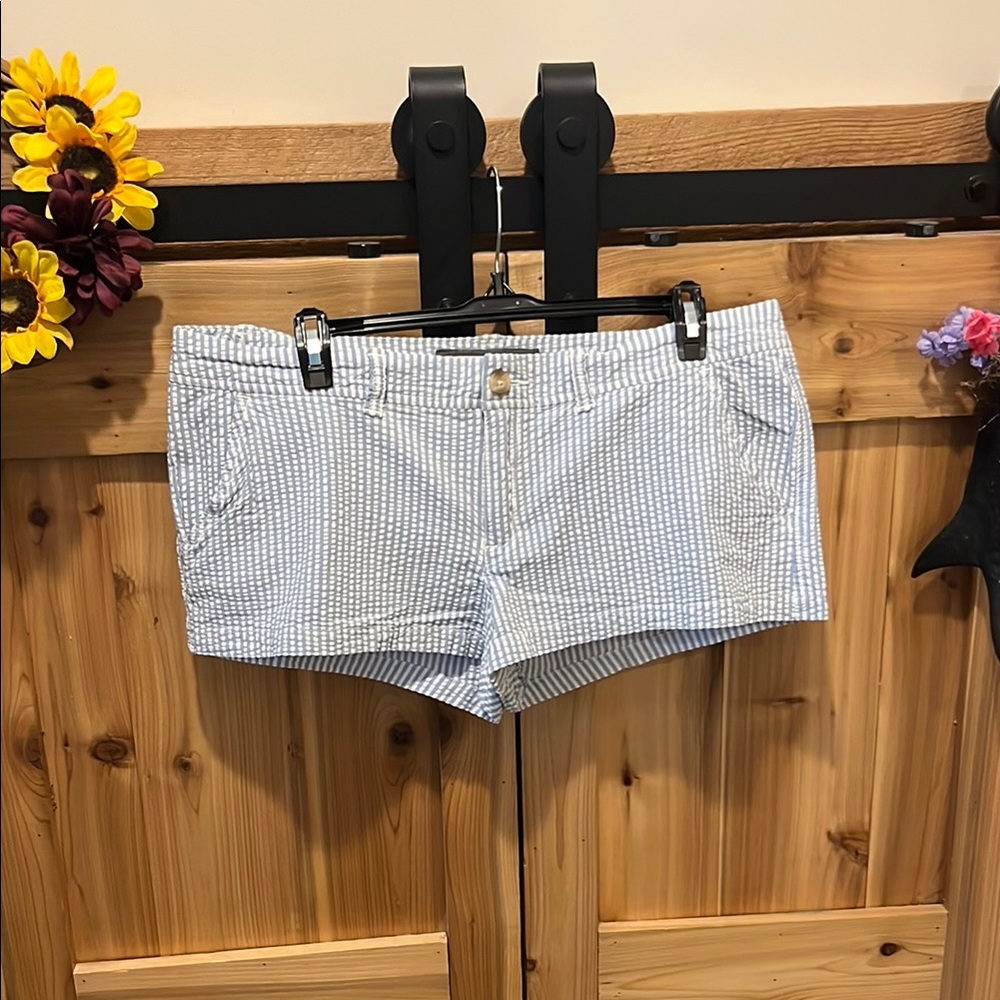 Abercrombie & Fitch Light Blue Striped Seersucker Shorts
